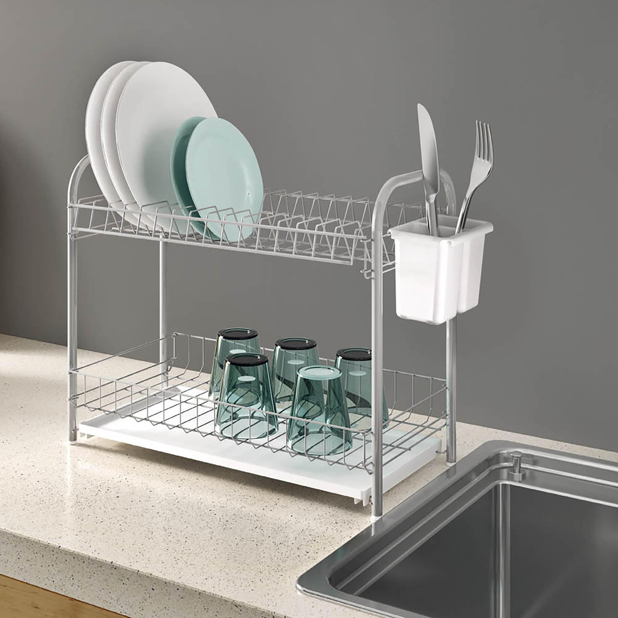 METALTEX Double Tex Drainer with Tray and Cutlery Metal White 45 x 23 x 37