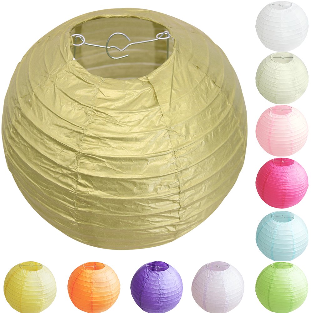 Time to Sparkle Tissue Paper Round Lanterns LampShade Lamp Shade Wedding Birthday Party Decoration | Light Pink, 8"(20cm) | — view 8