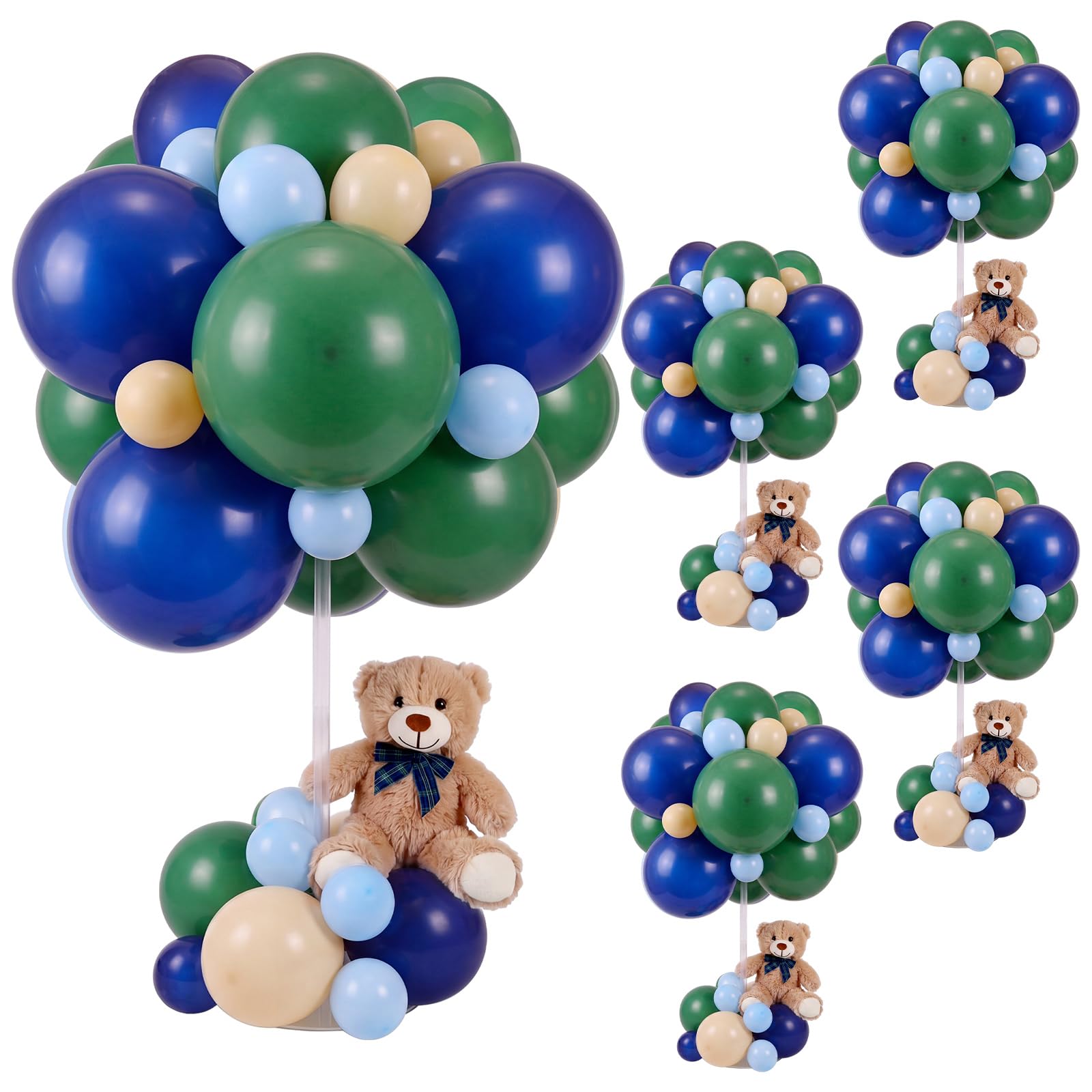 Foilswirl 213-teiliges Set mit 5 Bären-Ballon-Tischaufsätzen, 200 Luftballons mit Ständer, Tischdekoration für Geburtstag, Hochzeit, Babyparty, Geschlechtsoffenbarung