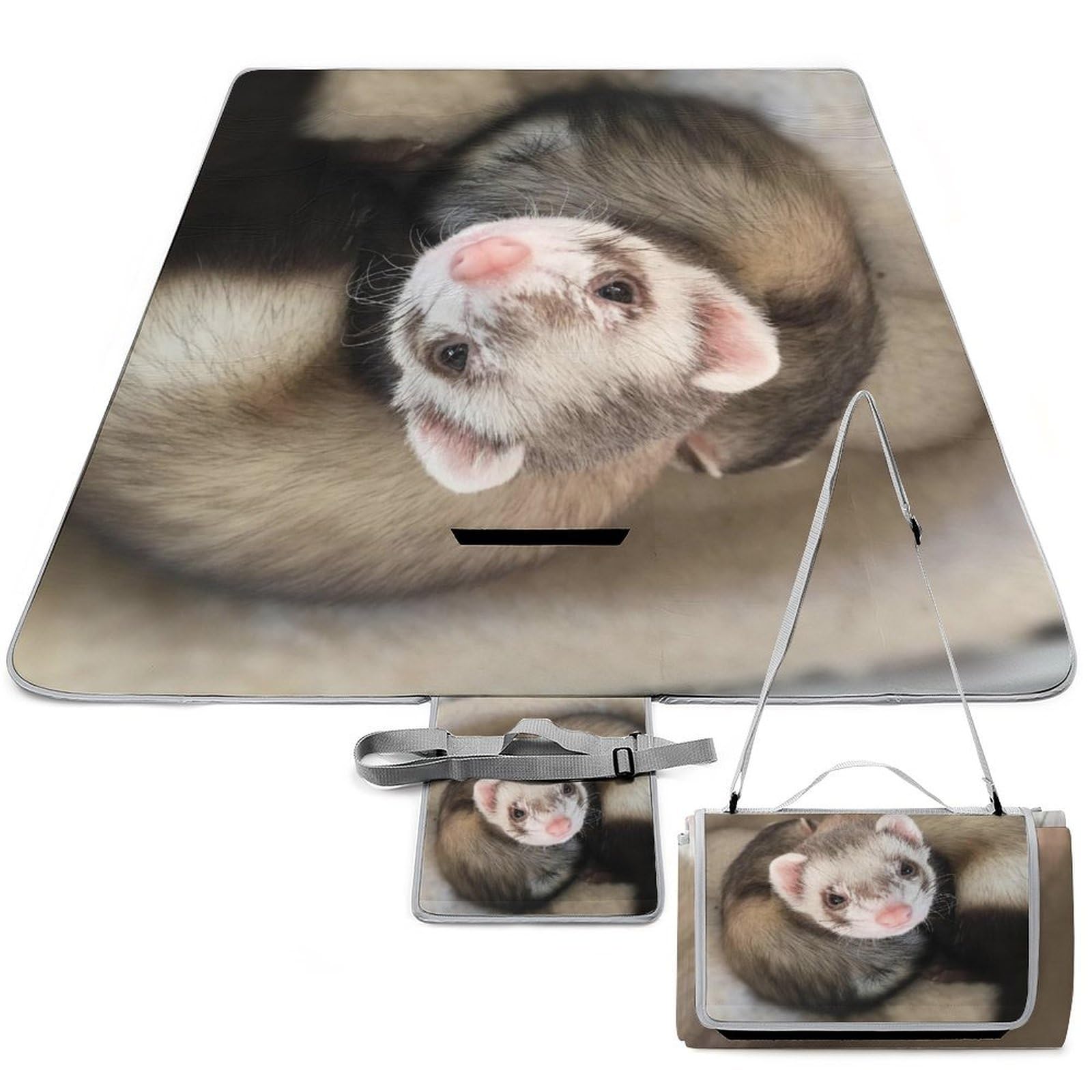Couverture de pique-nique furet 148x148 cm imperméable et pliable pour le camping