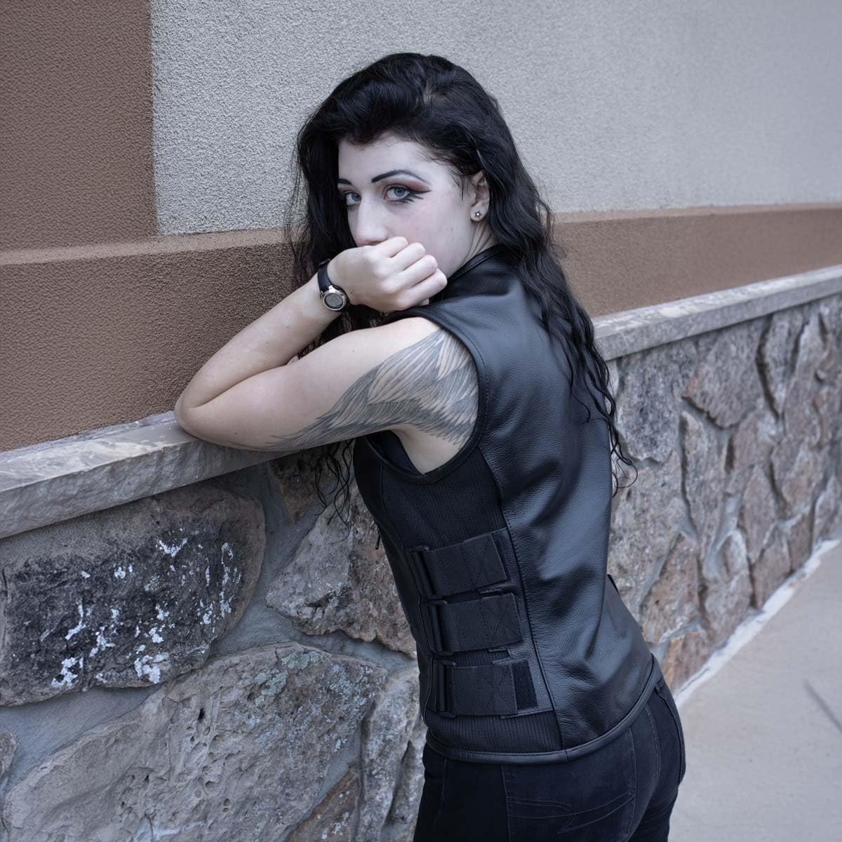 Milwaukee Leather MLL4501 Women's Tactical Swat Style Rider Leather Vest w/Single Panel Back for Club Patches - Image 2