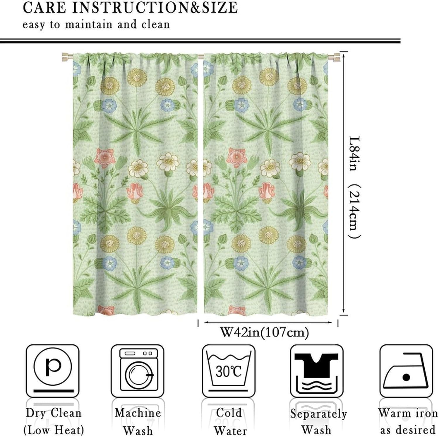 3D Retro-Blumen Vorhang Verdunkelungsvorhang Mit Ösen Blickdicht Lichtdicht Wärmeisolierend Vorhänge, Für Wohnzimmer Kinderzimmer Schlafzimmer 2 Stück 170X200 cm (B + H)-751561375