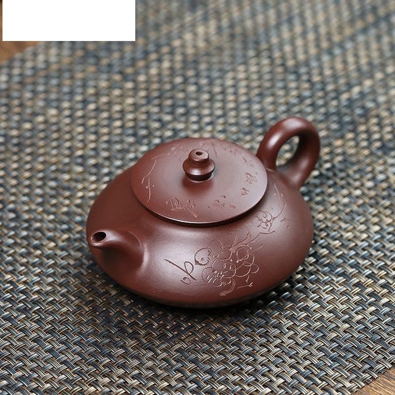 Czajnik do herbaty 210 ml Fioletowy gliniany czajnik, ręcznie robiony czajnik, surowa ruda, fioletowy gliniany czajnik do zaparzania herbaty, chiński zestaw do herbaty Zisha, naczynia do picia, sypk