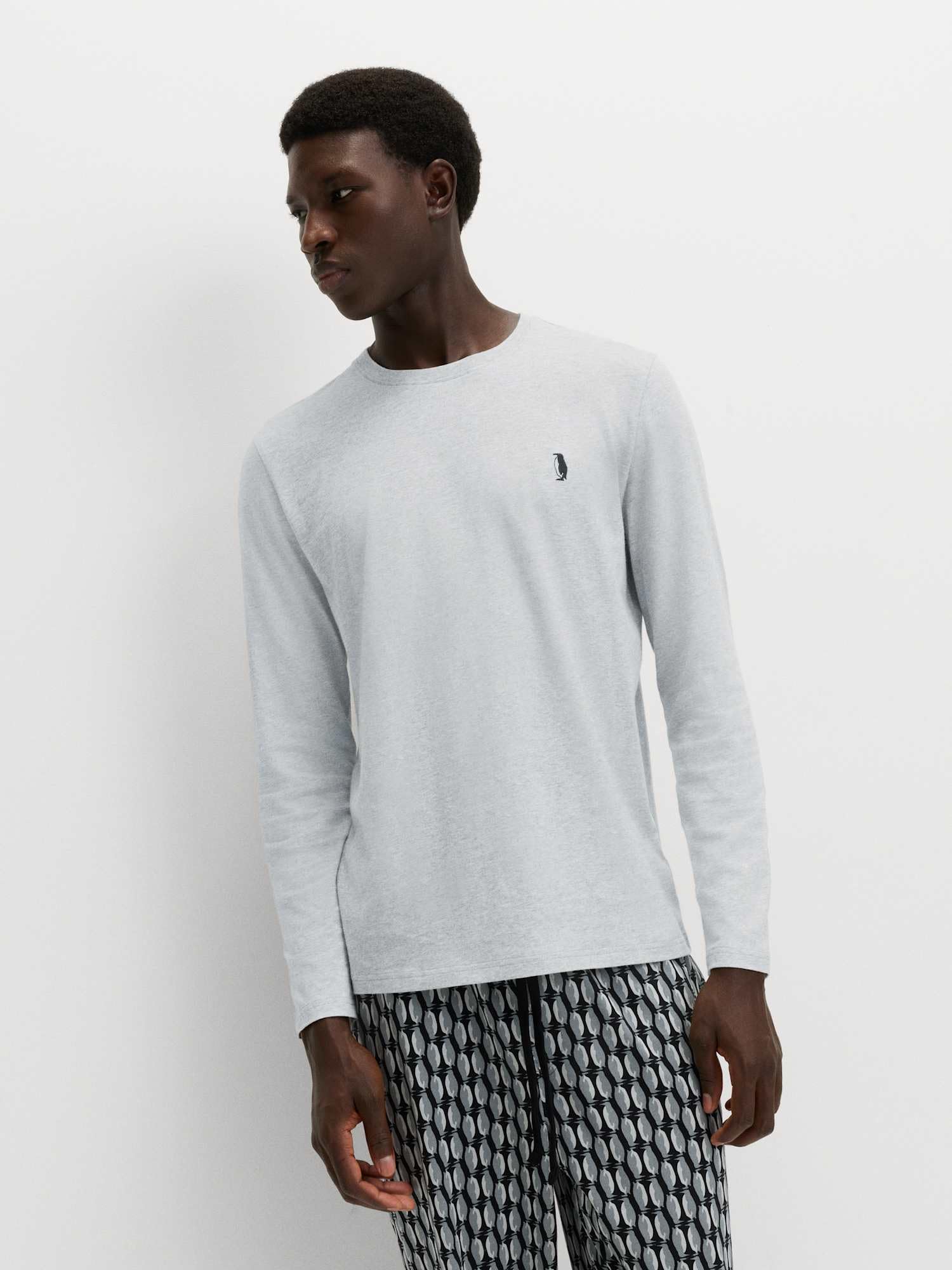 Marks & Spencer Pyjama Imprimé Pingouin Homme en Pur Coton, Coupe Standard, Taille Élastiquée, avec Poches