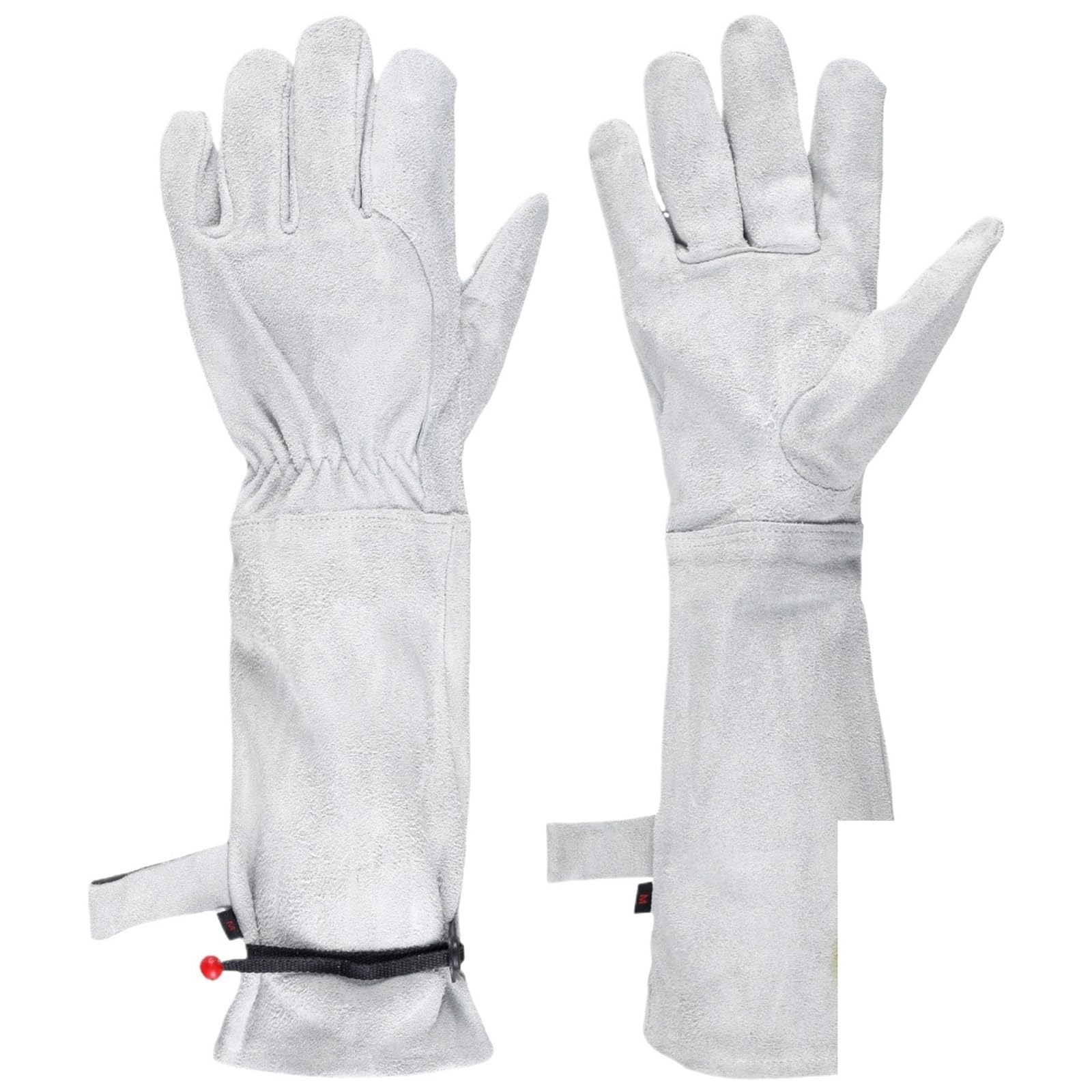 lange gartenhandschuhe Lange, dornensichere Gartenhandschuhe, Lederhandschuhe for Beschneiden von Rosenpflanzen mit Manschette, Unterarmschutz(2pairs)