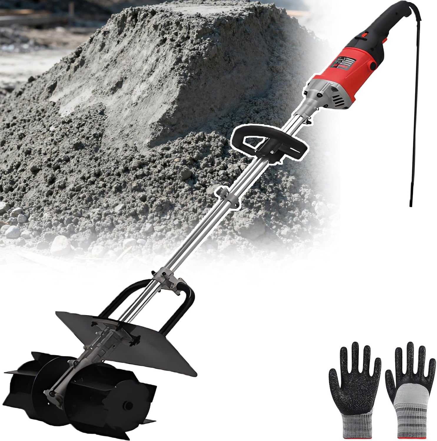 Pro-Grade 1700W Handheld Concrete Mixer for DIY and Professional Use, Features 32cm Mixing Width,6-Speeds,Overheat Protected | Multifunctional Mixing Tool MotorOilType