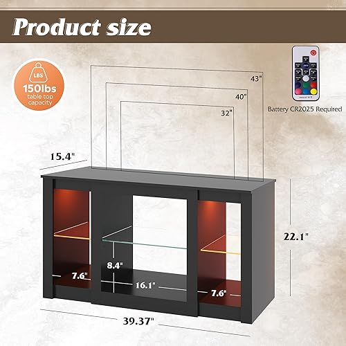 Miniatura 3 de WLIVE Soporte de TV con chimenea para televisores de hasta 65 pulgadas, consola de TV con chimenea eléctrica con luces LED, soporte de TV moderno