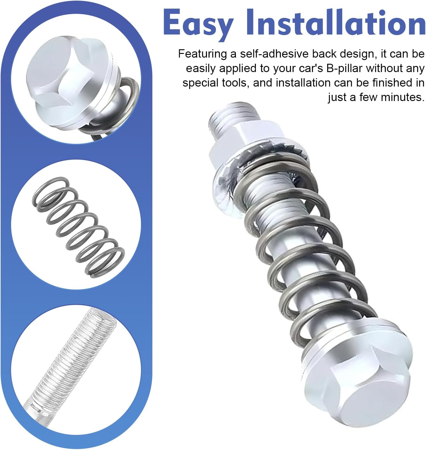 2 PCS Car Exhaust Flange Bolts, Steel M10x1.5 mm Exhaust Bolts and Nuts Kit with Springs, Assembly for Fixing Flange Gaskets, for Most Cars Trucks SUVs (Silver)