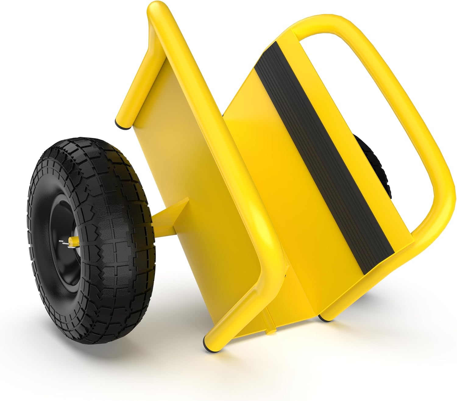 Heavy Duty Moving Dolly with Handle - Yellow, 2 × 10" Solid Rubber Tires Wheels 1000LBS Load Capacity for Panel, Slab, Plywood, Door, Granite, Drywall Material Handling and More