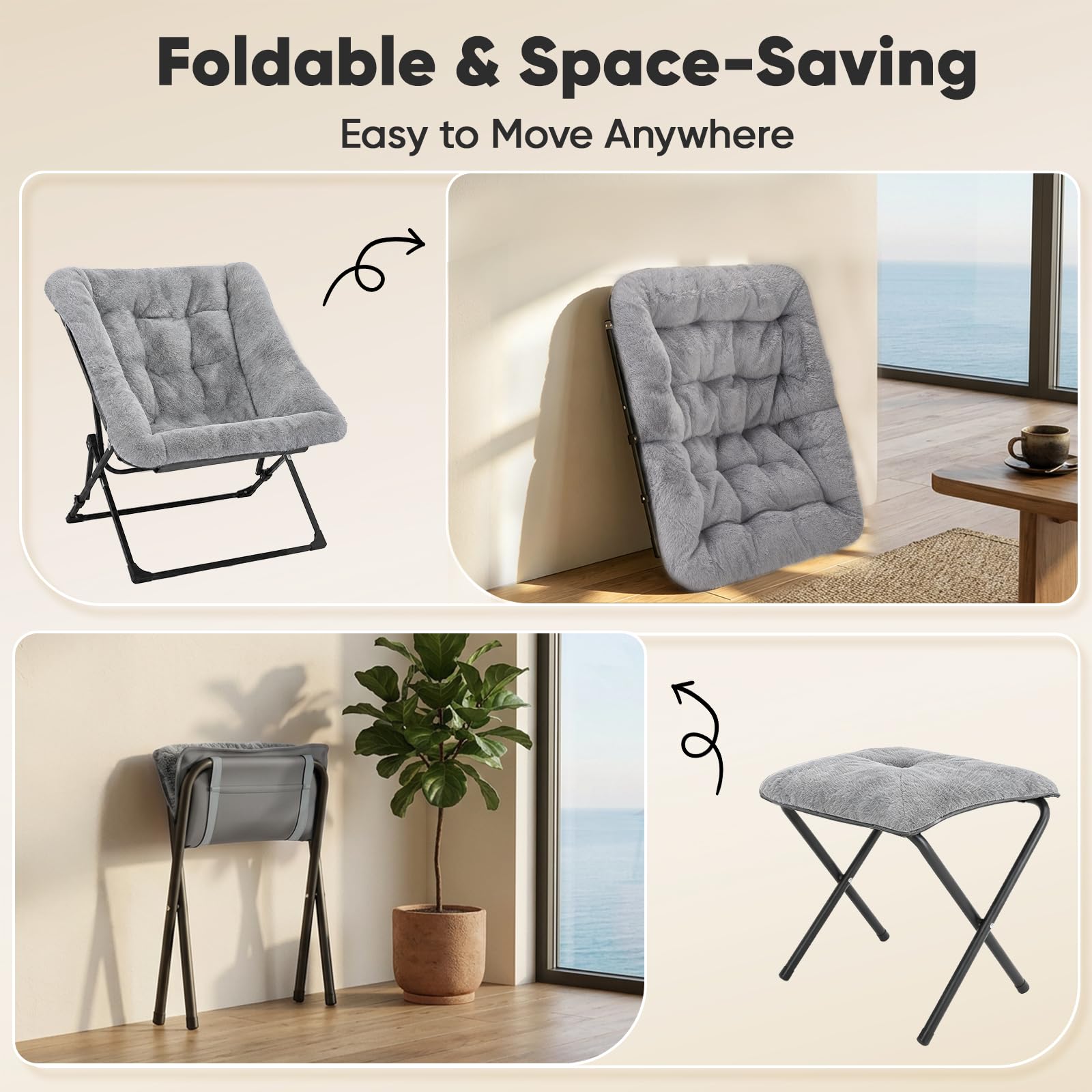 Sillón con reposapiés, cómodo sillón de Lectura, sillón ergonómico para Sala de Estar, Dormitorio, Oficina, Zona de Piscina o jardín; Capacidad de Carga máxima: 150 kg(Gris)