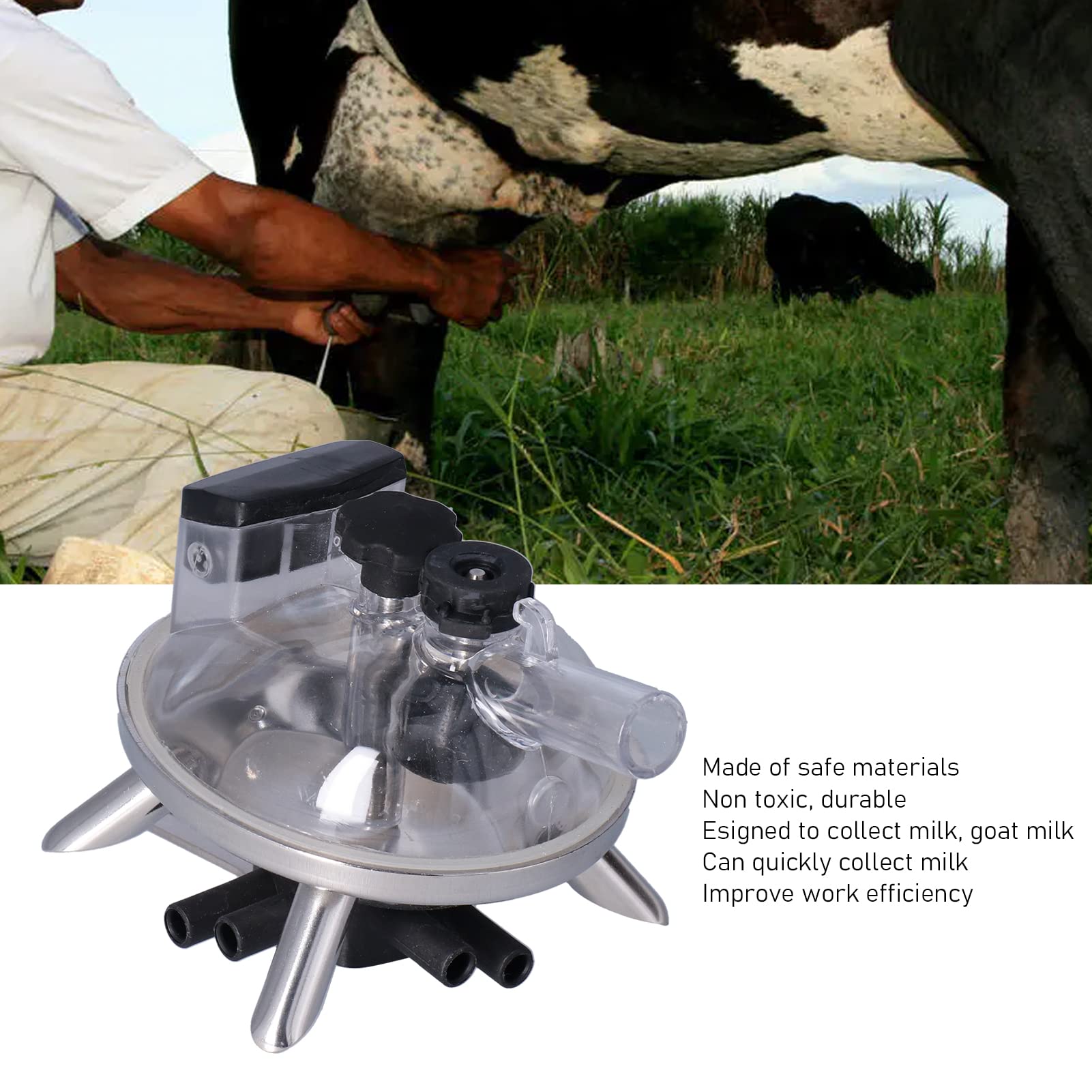 Collecteur De Lait De Vache, Accessoire De Machine à Traire De Ferme Efficace De 240 ML avec Base en Acier Inoxydable