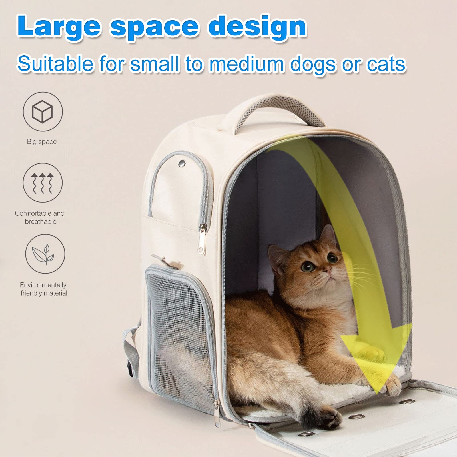 Zaino Trasportino Per Cani E Gatti PETCUTE - Capsula Spaziale Traspirante Con Cintura Sicurezza - 8