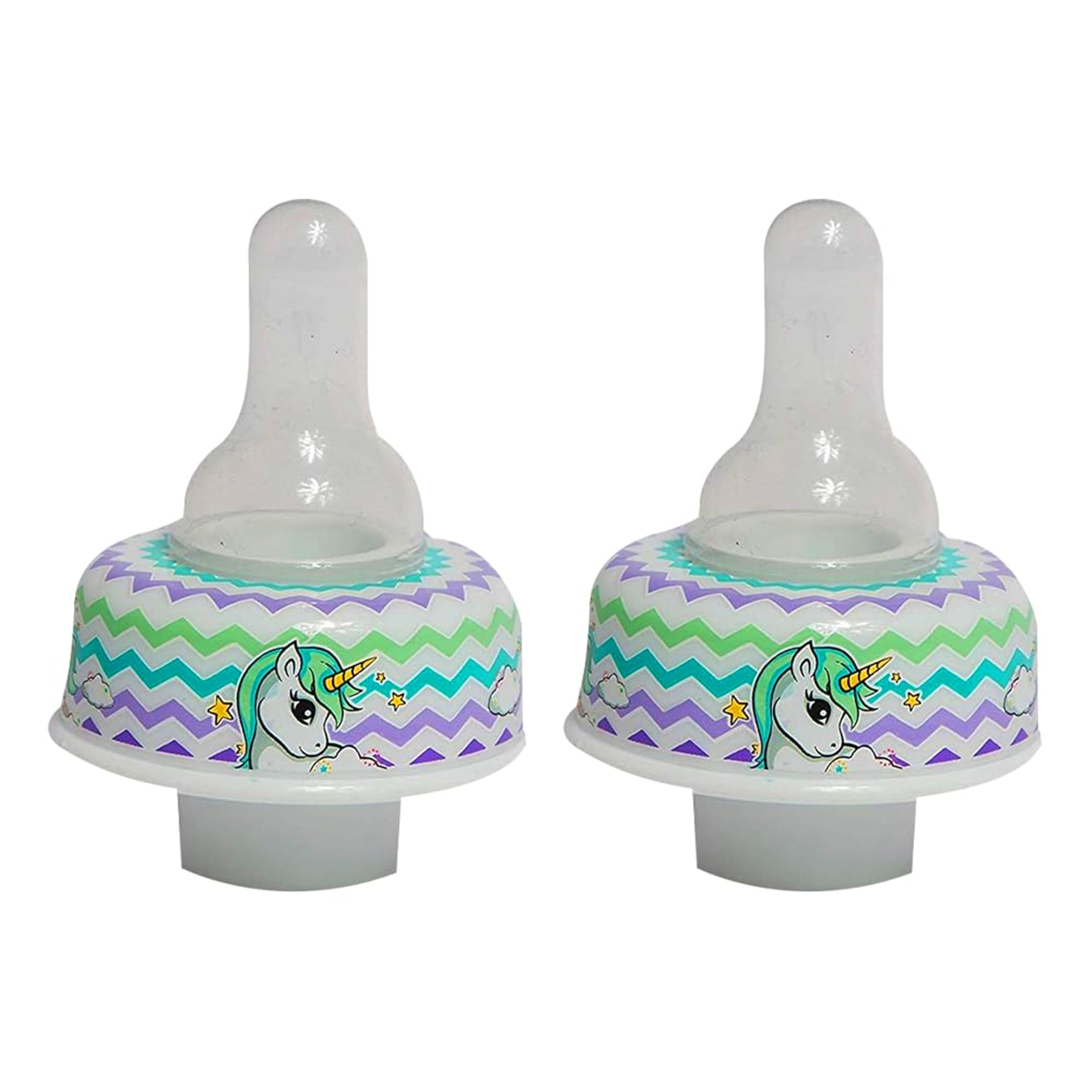 Refresh-a-Baby Universal Bottle Top Adapter – 2 Pc Pack, Reusable, Convert any Bottle into a Universal Children's Bottle, Fits any Formula, Juice & Water Bottles, (Unicorn)