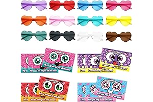 PARSUP Valentine's Day Greeting Cards with Heart Shape Glasses (12 Pack)