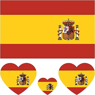 Spanish Flag Tattoos,10 Sheets Spain Flag World Cup|European Cup|Sports Temporary Face Stickers,40 Pcs Waterproof Sweat Sports National Flag Tattoos For Men Kids Women(Spain)