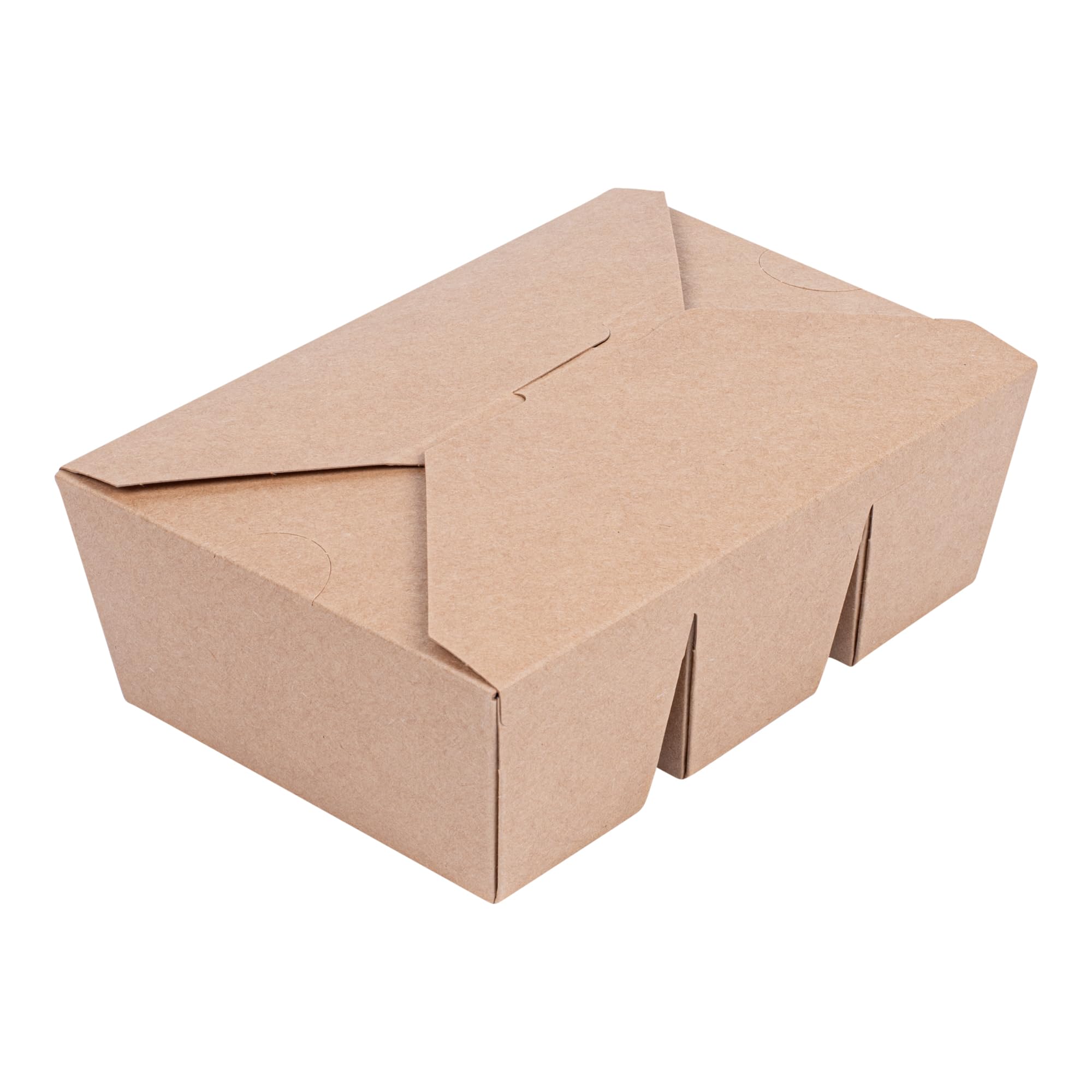 Restaurantware -Bio Tek - Contenedores de tacos de 7.5 x 5.5 x 2 pulgadas, 100 cajas desechables para tacos – 3 compartimentos, congelables, contenedores de papel kraft, tapa de bloqueo de pestañas,