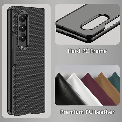 Miniatura 2 de Miimall Compatible con Galaxy Z Fold 4 Funda, PC+PU patrón de piel sintética chapado de lujo funda protectora ultrafina para Samsung Galaxy Z Fold 4