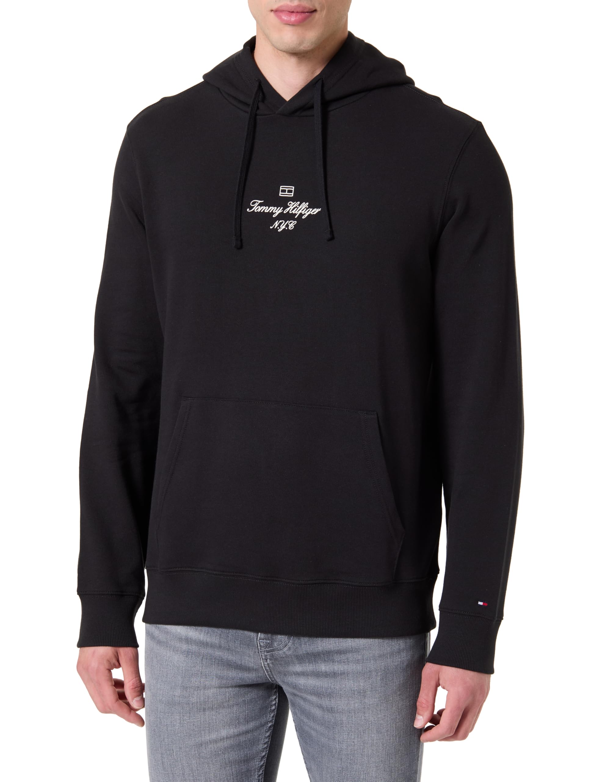 Tommy Hilfiger Herren Hoodie Outline Flag Script mit Kapuze