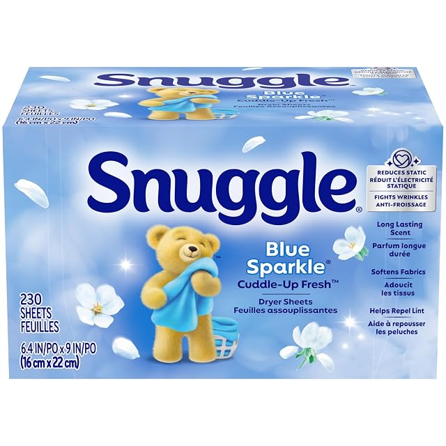 Snuggle Fabric Softener Dryer Sheets Blue Sparkle 230 Count