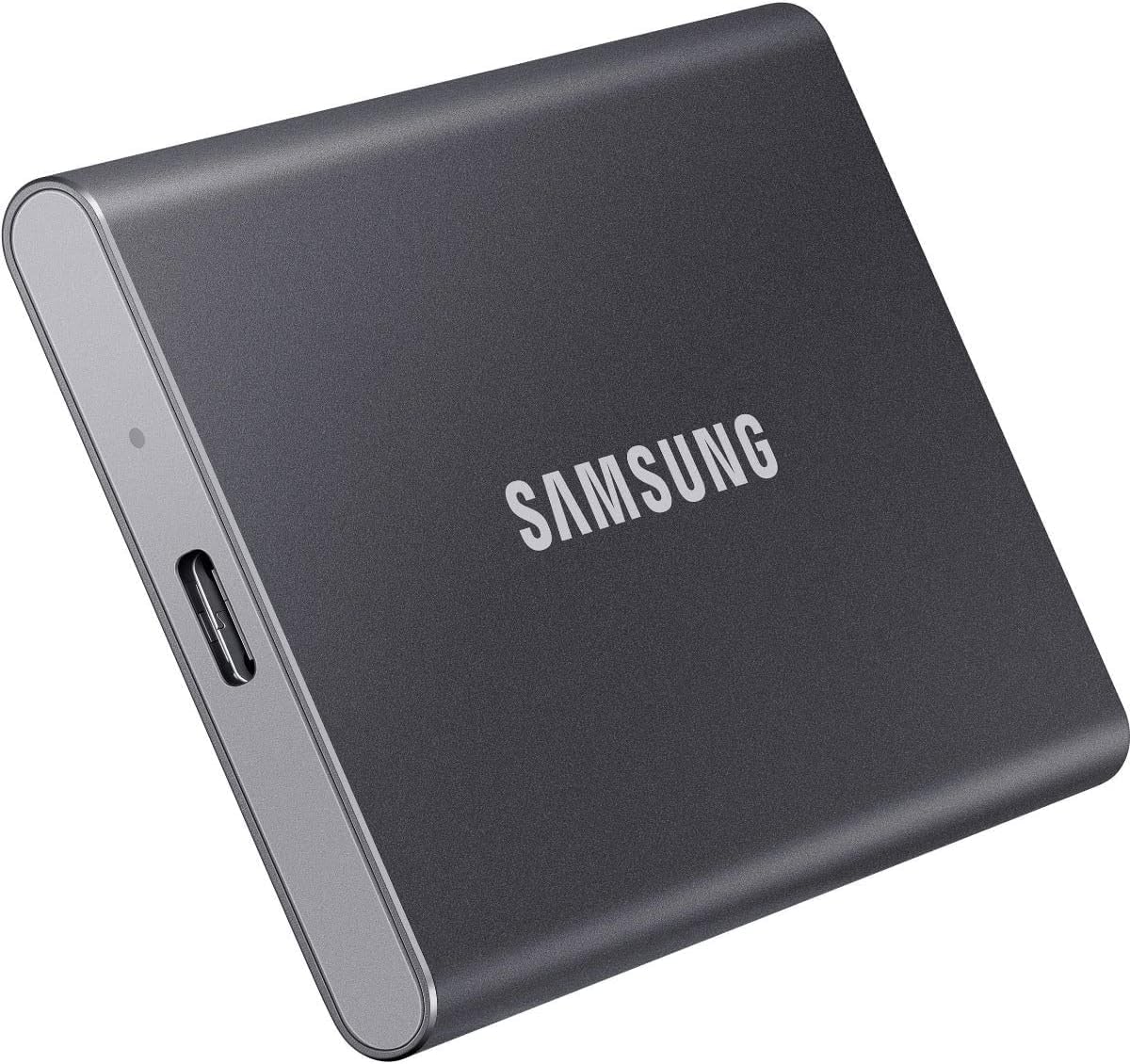 Samsung T7 Portable SSD - 1 TB - USB 3.2 Gen.2 Externe SSD Titan Gray (MU-PC1T0T/WW) + Amazon Basics Festplattentasche, schwarz