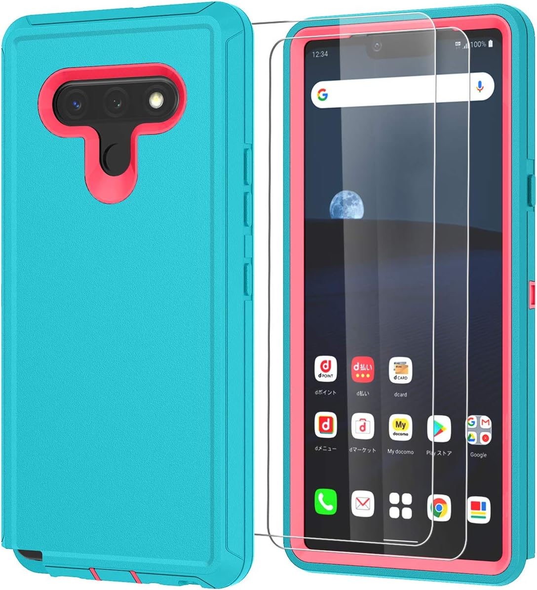ONOLA Compatible with LG Stylo 6 Case with HD Screen Protector (Two Packs),Drop Protection Full Body Rugged Heavy Duty Case,Shockproof Dust Proof 3-Layer Durable Cover for LG Stylo 6 (Mint-Rosered)