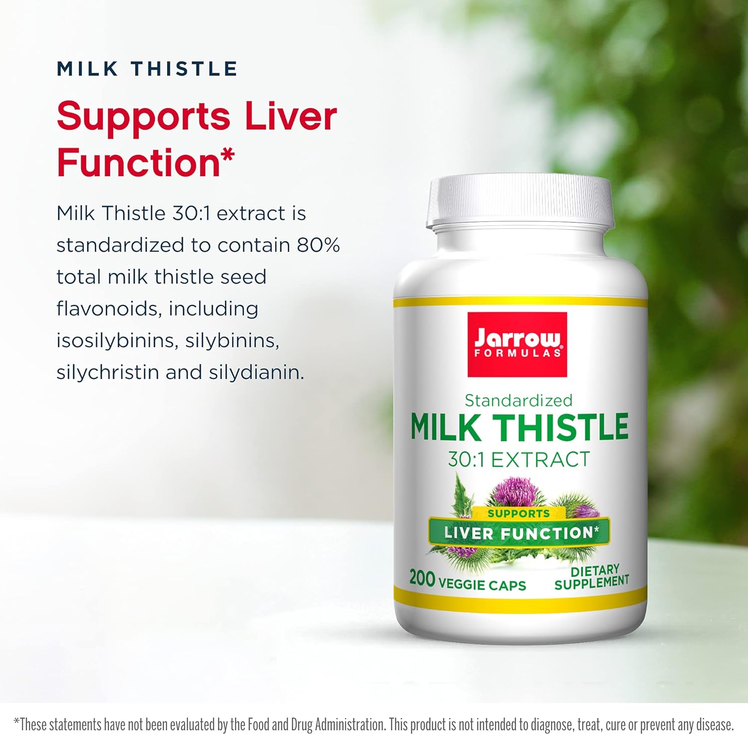 Jarrow Formulas Milk Thistle 150 mg - 200 Veggie Capsules - Antioxidant Supporting Immune Response, Liver Function & Glutathione - Up to 200 Servings : Health & Household