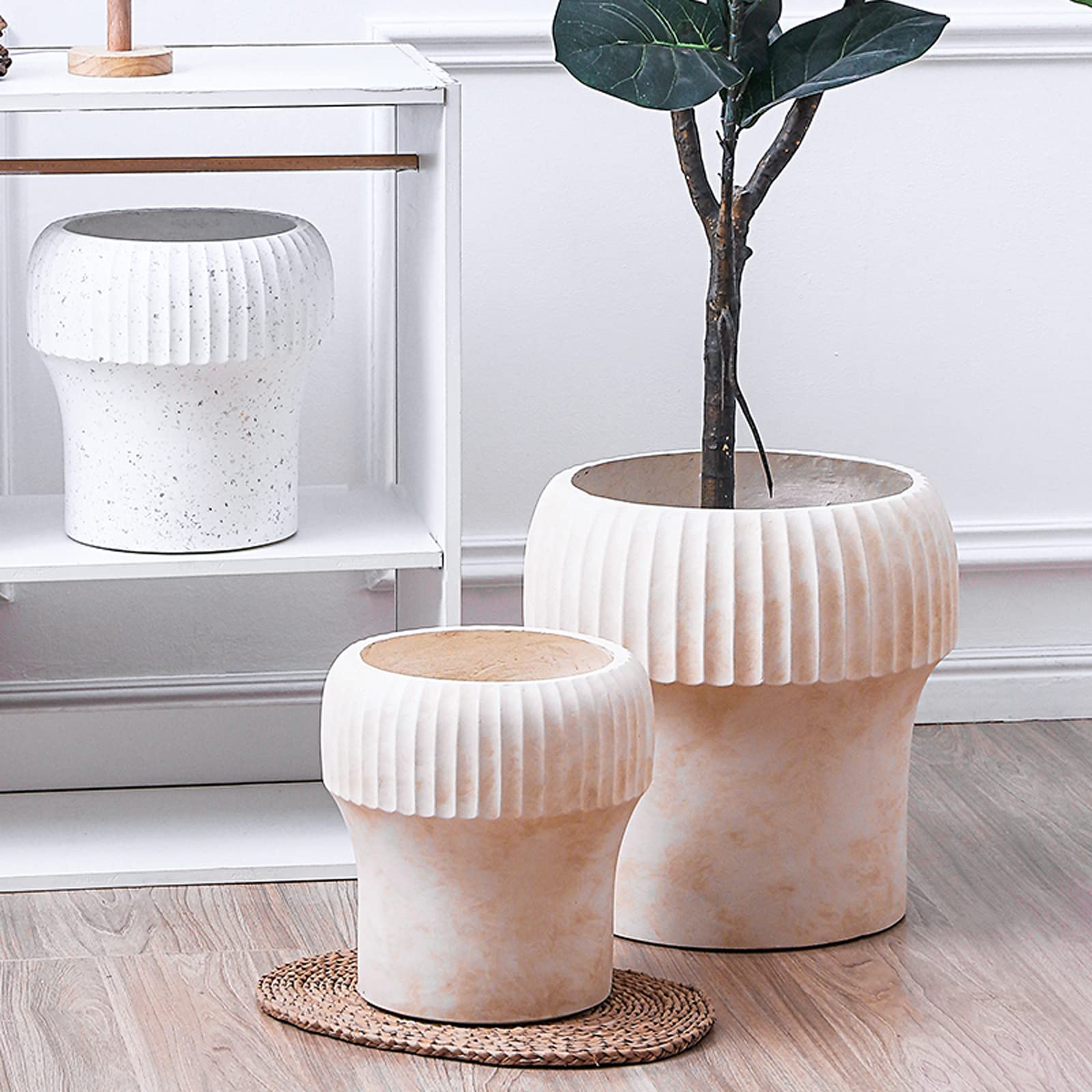 Vasi da Giardino Vasi da Fiori in Cemento, vasi da piantare Moderni con Foro di drenaggio, Vaso da Fiori Decorativo per l'home Office, fioriere per Interni ed Esterni
