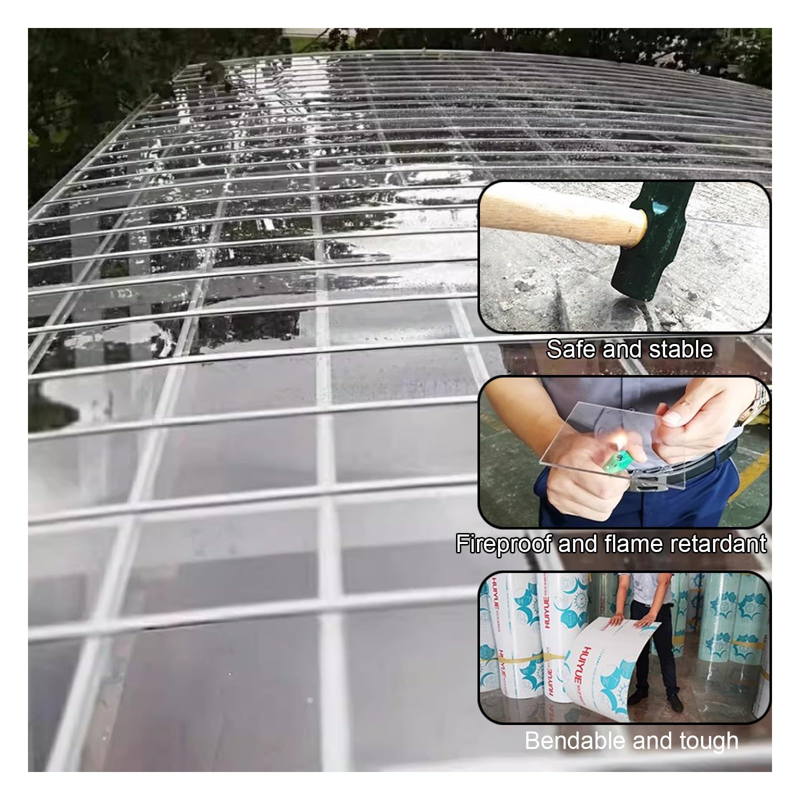 Placas de Policarbonato para Techos, Paneles de Policarbonato para Invernaderos, 0,1 cm de Grosor, para Toldos de Invernaderos(Blue,1.22x4m)