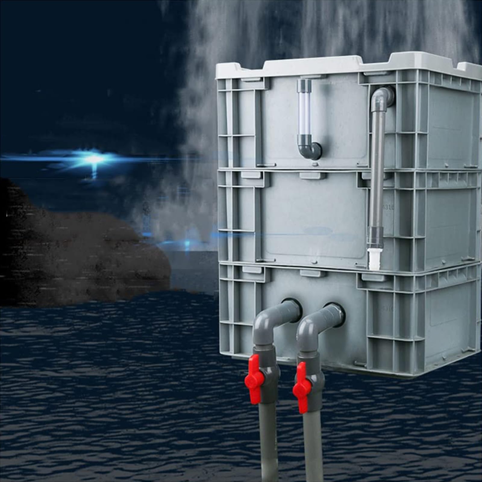 Sistema di filtraggio dell'acqua per laghetti, serbatoio a pressione a 3 livelli con pompa e mezzi filtranti, circolazione esterna per acqua pulita e chiara