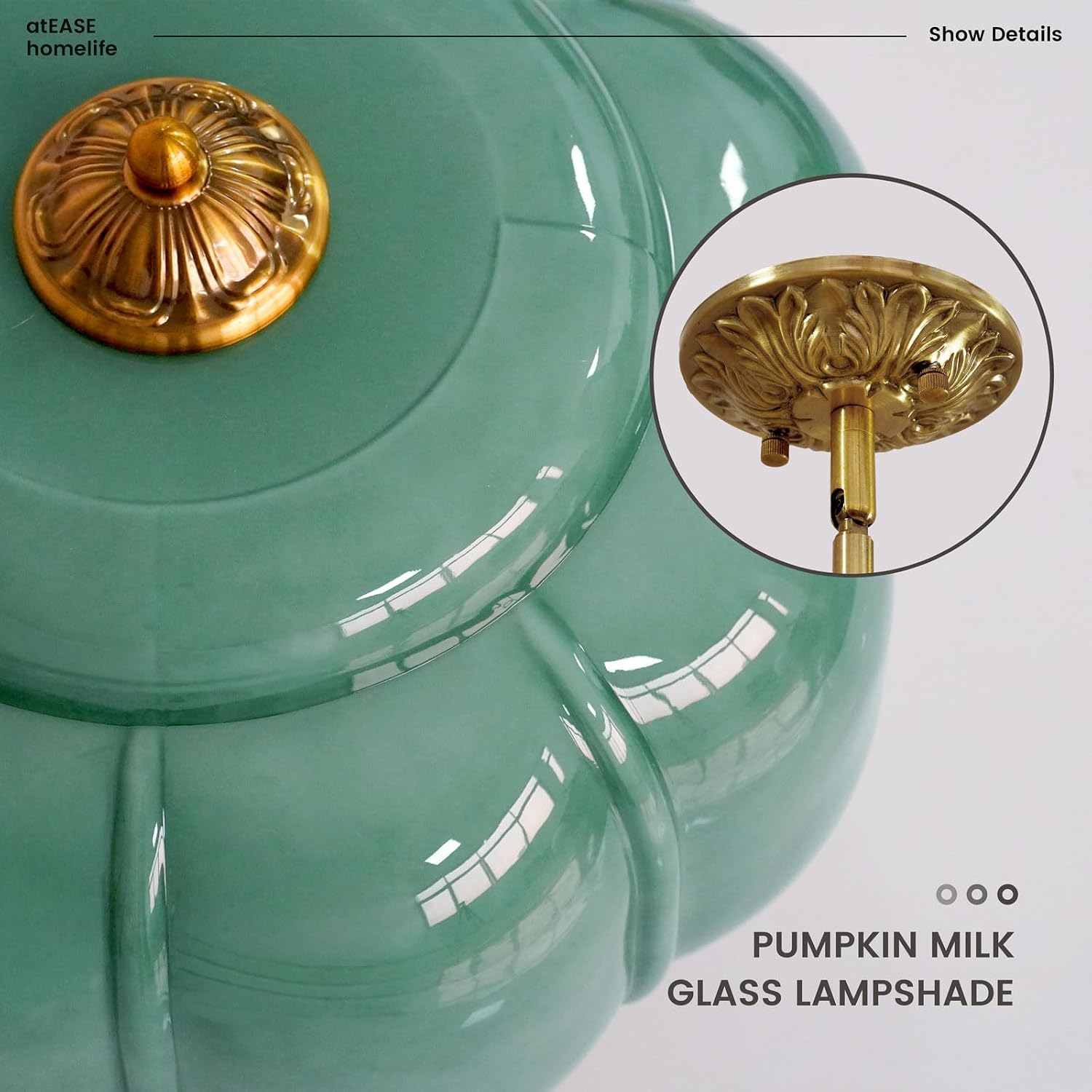 Milk Glass Pendant Light Fixture, 15" Vintage Flush Mount Ceiling Light - Brass Schoolhouse Light Fixture for Kitchen, Hallway, Bedroom(15" D X 10" Green)