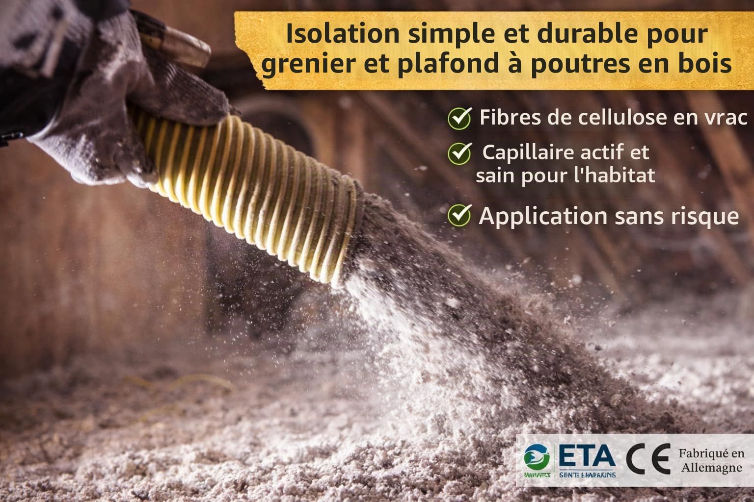 Sac de 14 kg d'isolant cellulosique granuleux pour le sol