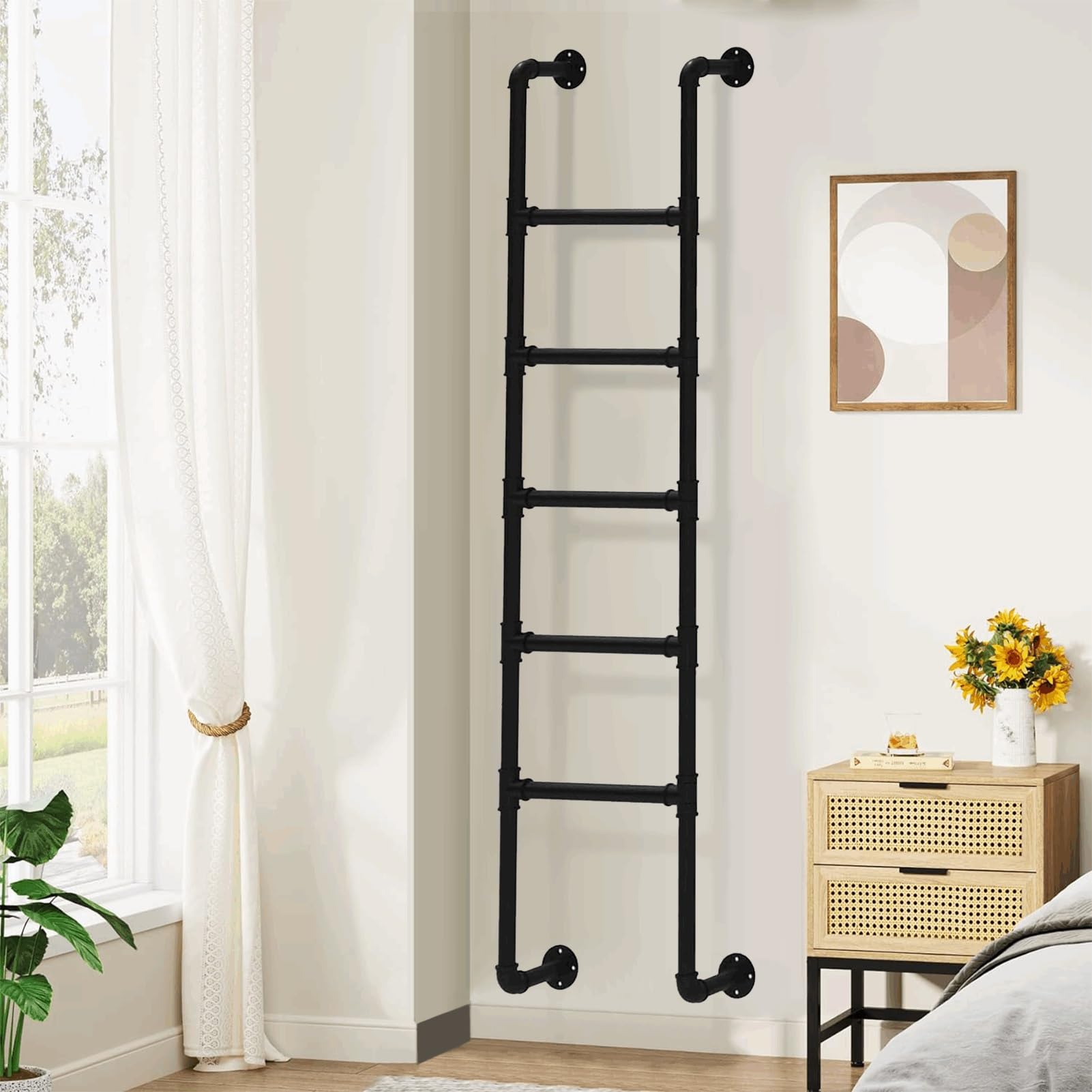 Échelle de loft style industriel en métal noir pour dortoir et mezzanine moderne