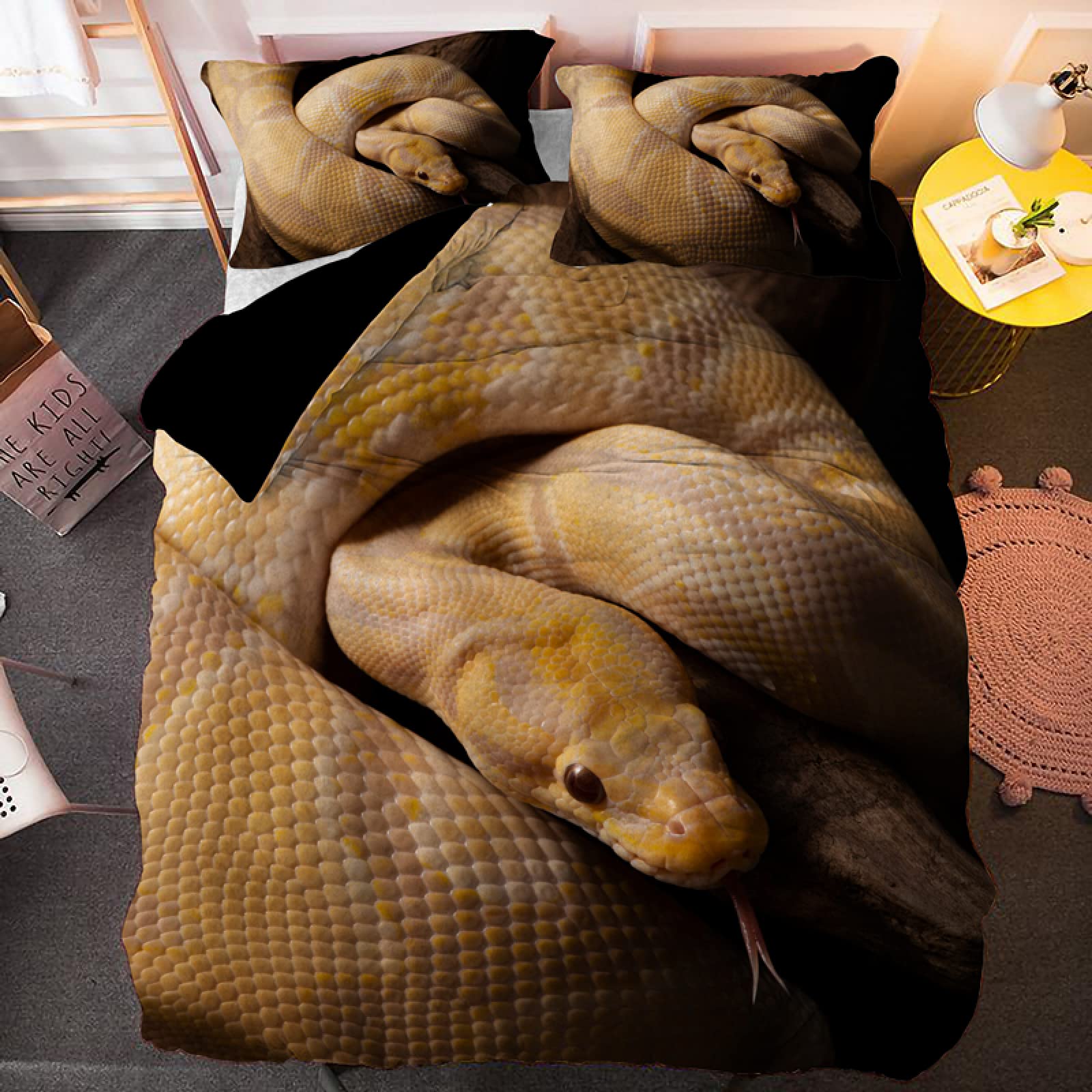 Parure de lit adulte motif serpent gris pour des nuits sereines et une ambiance cosy