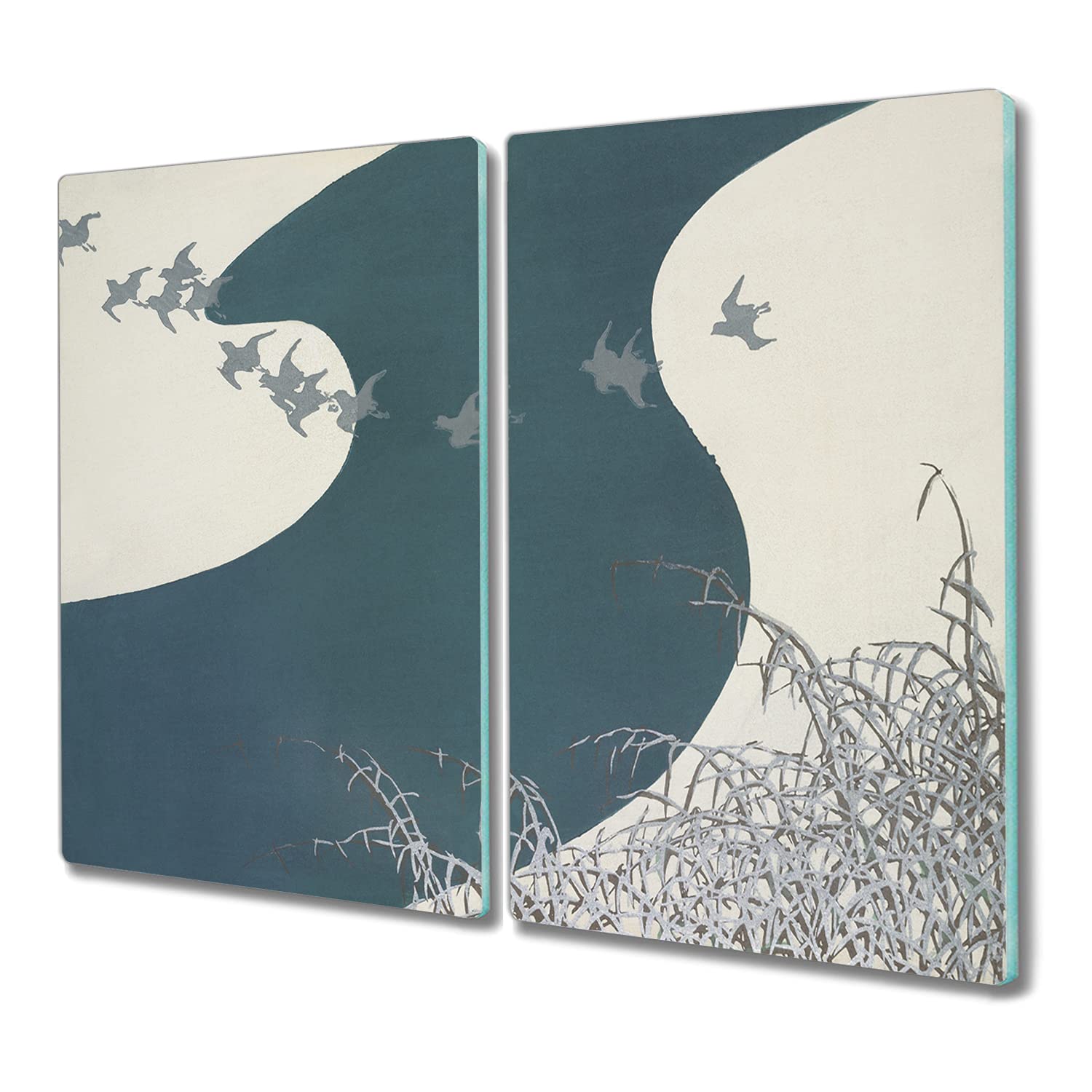 Planche à découper en verre 2x30x52cm Coloray oiseau d'hiver pour plaque induction