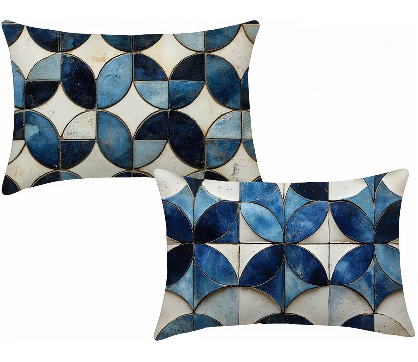 Taie oreiller géométrie bleu 40x70 cm imperméable haut de gamme