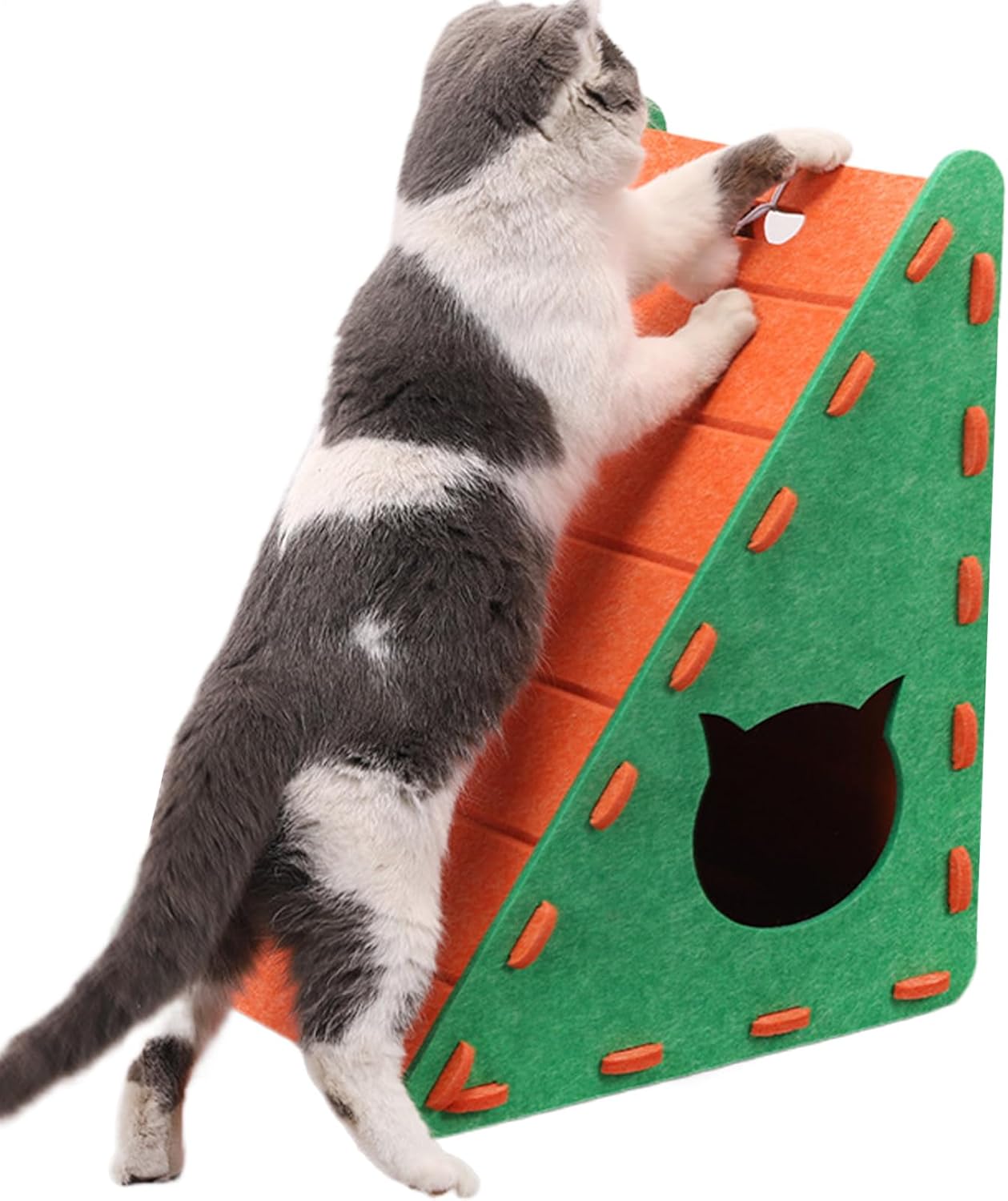 Cat Scratcher, Triangular Felt Climbing Board with Semi-Enclosed Design, Wear-Resistant Sharpening Mat for Cats Scratching Relaxing Playing Indoor Furniture Protection 21.65x15.75x11.81 inches