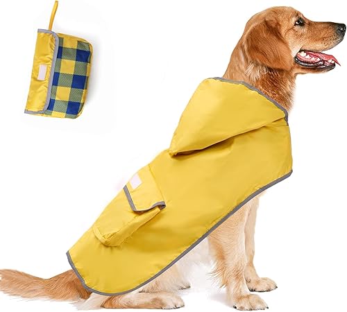 Chubasquero impermeable con capucha para perro, chaqueta impermeable ligera y plegable, impermeable reflectante para exteriores para cachorros de