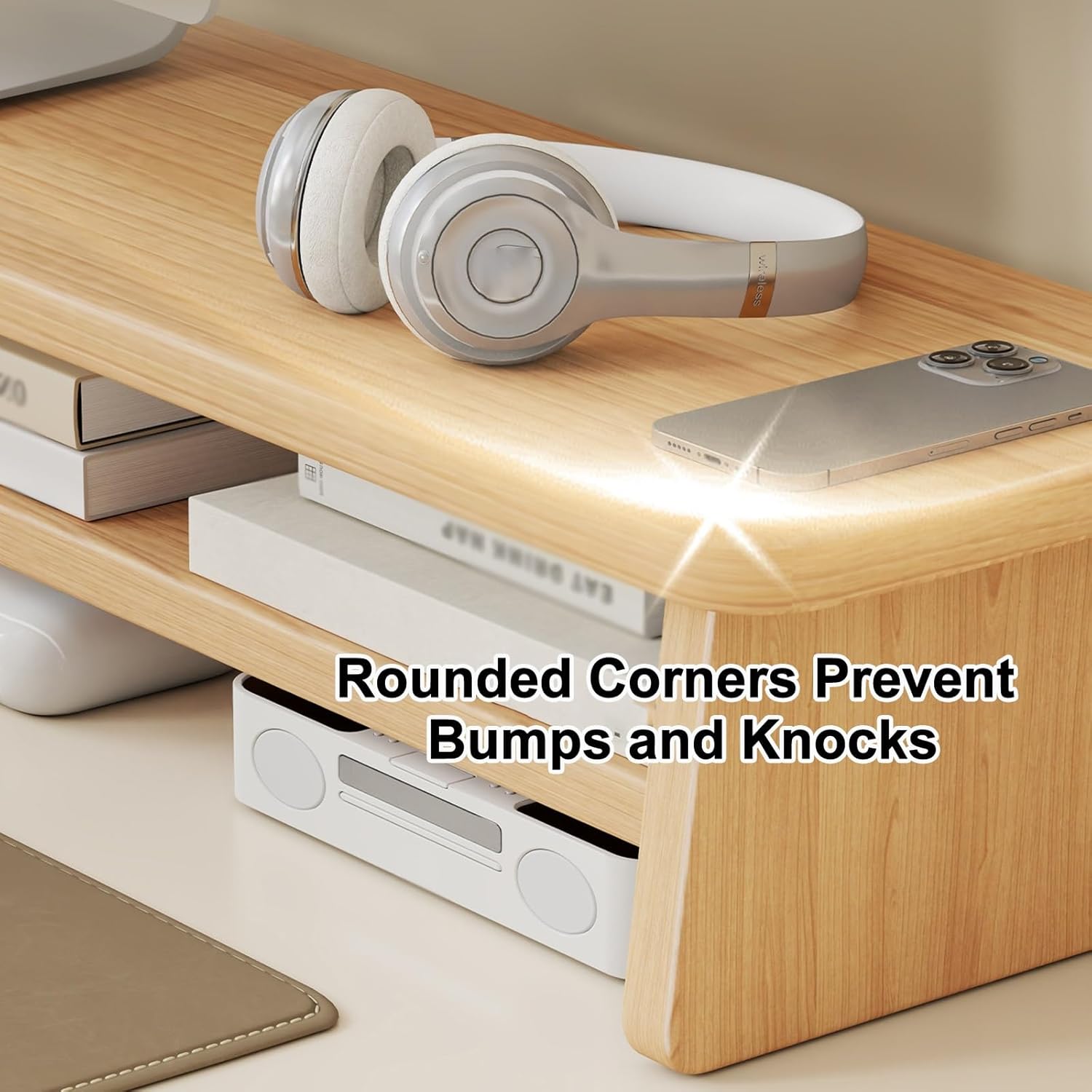 Monitor Stand Riser with Storage Drawer, Wooden Desktop Organizer Shelf for Home Office Desk, Space Saving Computer Stand for Workspace(Brown,29.5in/75cm)