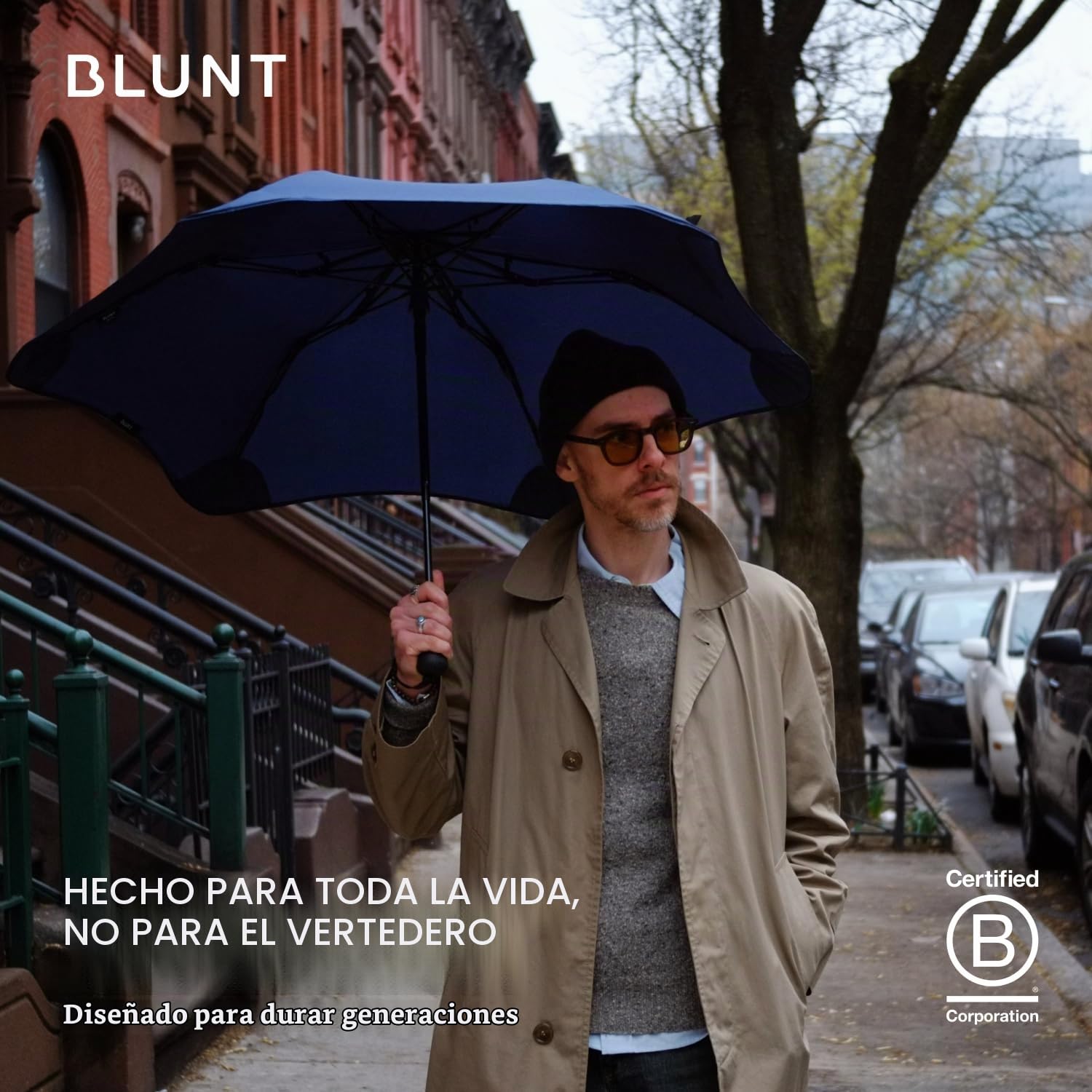 BLUNT Metro - Paraguas de viaje - Paraguas resistente al viento de 100 cm, paraguas compacto para viento y lluvia, portátil, resistente, protección UV, color azul marino