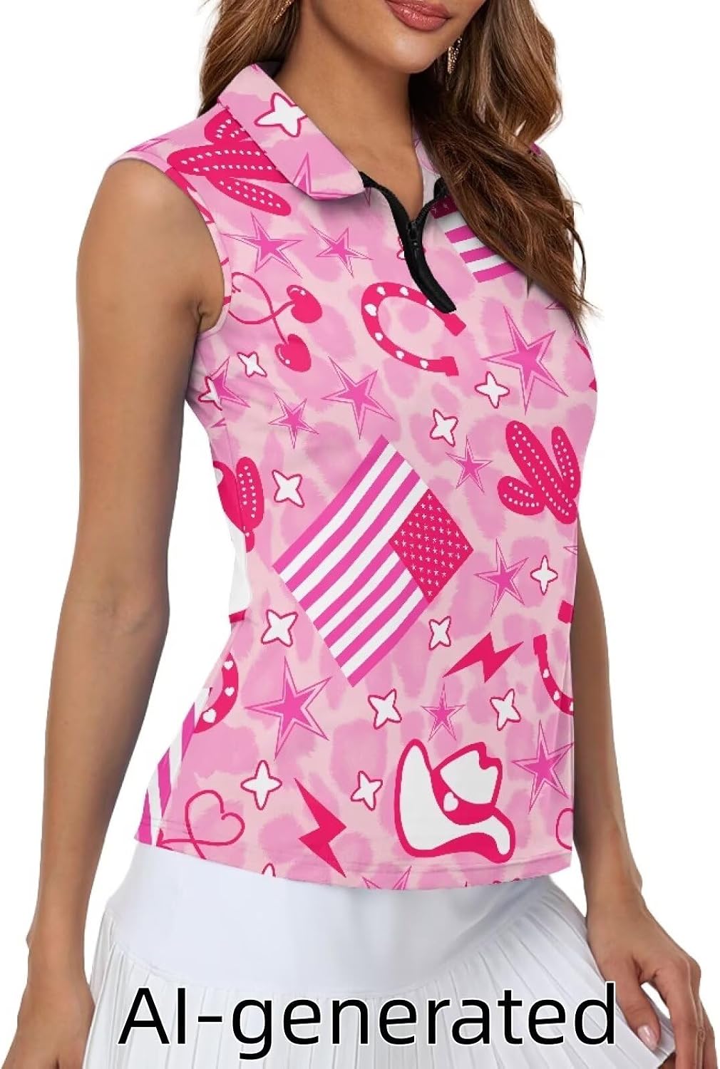 Women's Golf Shirt Short Sleeve Tennis Shirt Quarter Zip Golf Pullover Golf Polo Shirts Argyle Summer Dry Fit Tops UPF50+