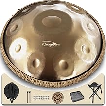"SINGOFIRE" Handpan Drum, Handpan Drums for Adults, 22-Inch 432Hz D Minor Kurd Handpan, HandPan Instrument (Gold-10Notes（432HZ）, 22-Inch)