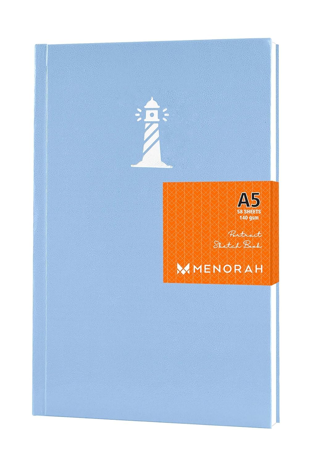 MENORAH Paper -Artists Sketchbook-140 Gsm -(58 Sheets /116 Pages)-A5 - Stylish Art Journal Girls-(Size -21.0Cm X 14.8Cm) Handmade-Cassata Sketch Book(Sea Blue - Lighthouse)-Portrait, Watercolor-image-3