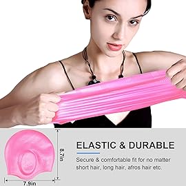 Swimming Cap, Silicone Swim Cap for Women Men, Durable Non-Slip Waterproof Swim Cap Protect Ears, Long Hair for Adults, Older Kids