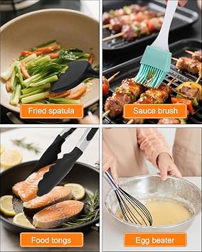 Kitchen utensil set (black) 15 pieces cooking utensils cookware cooking spoon set silicone heat-resistant non-stick cooking set with utensil holder dishwasher safe