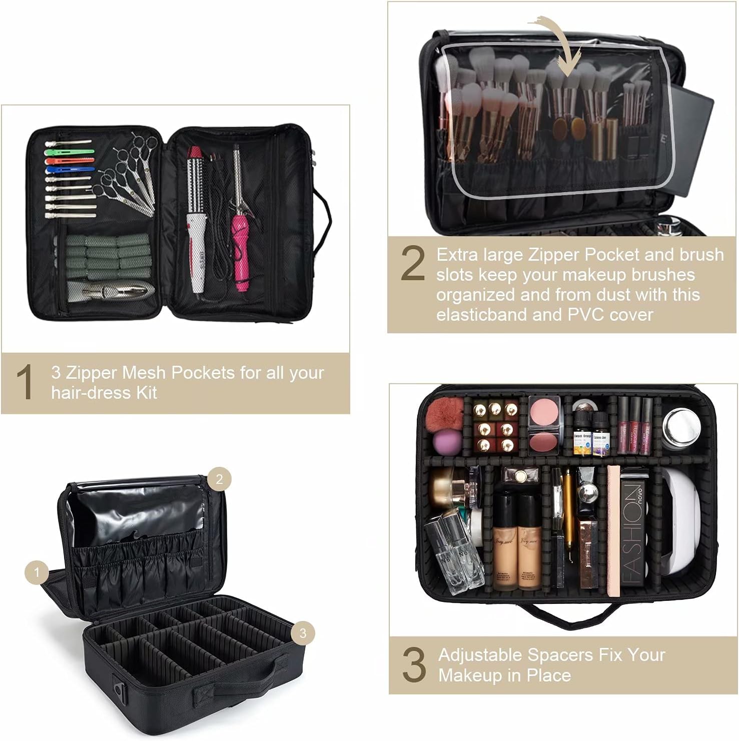 3 layer makeup case