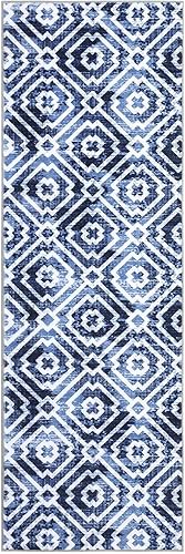 Miniatura 35 de COZYLOOM Alfombra marroquí vintage de 8 x 10 pies para sala de estar, antideslizante, lavable, alfombra retro con estampado geométrico moderno, gris