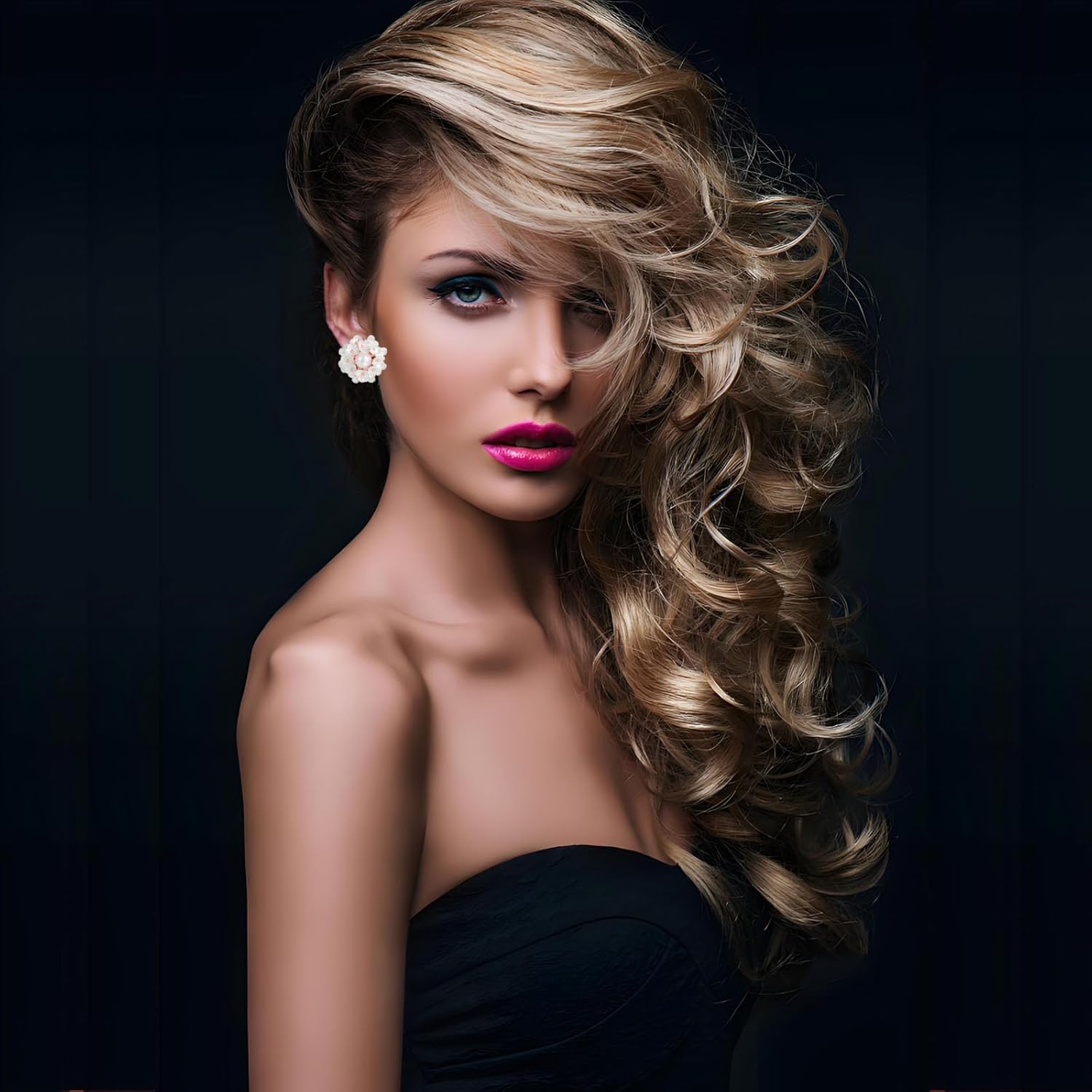 Flower Pearl Stud Earrings for Women Dainty 14K Gold Plated White Round Shell Flower Floral Hydrangea Clover Cluster Leaf Blossom Elegant Wedding Birthday Holiday Jewelry Gifts - Image 4