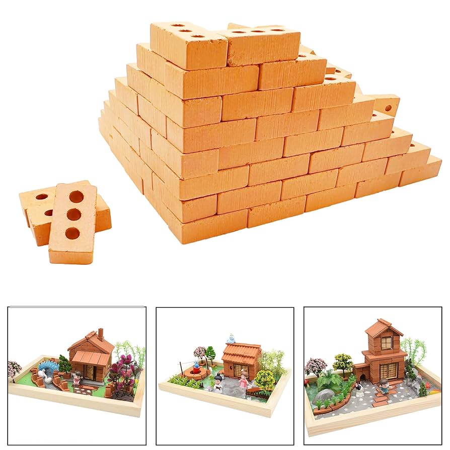 200 PCS Mini Bricks Tiny Bricks For Landscaping Yellow Miniature Bricks