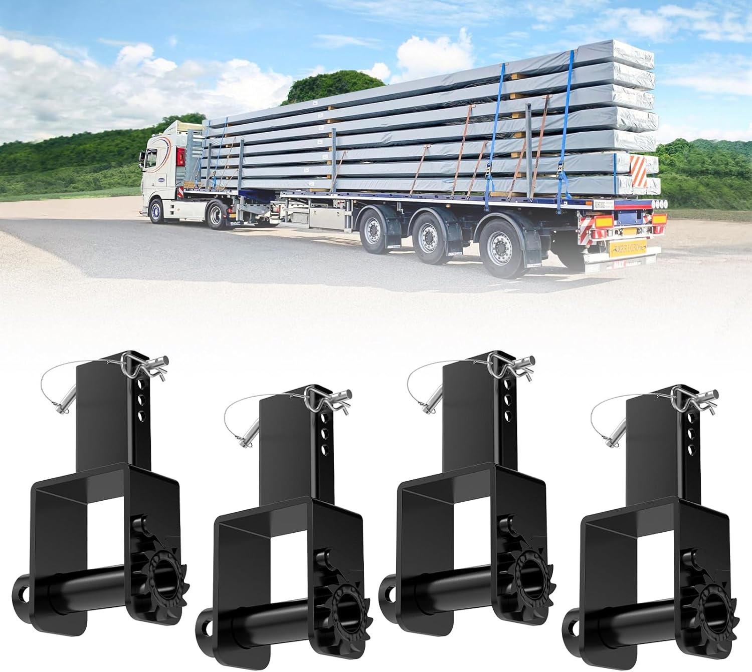 2026 Upgraded Trailer Stake Pocket Winch Heavy Duty 4 PCS Stake Pocket Tie Down 16200 LBS Capacity and 5400 LBS Load Limit for Flatbed Trailer Trucks Winches