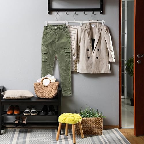 Miniatura 7 de Tosnail Paquete de 40 perchas de plástico de 12 pulgadas con clips grandes antideslizantes y gancho giratorio para uso en armario y lavandería,